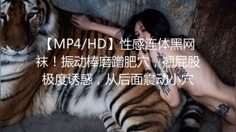 【MP4/HD】性感连体黑网袜！振动棒磨蹭肥穴，翘屁股极度诱惑，从后面震动小穴